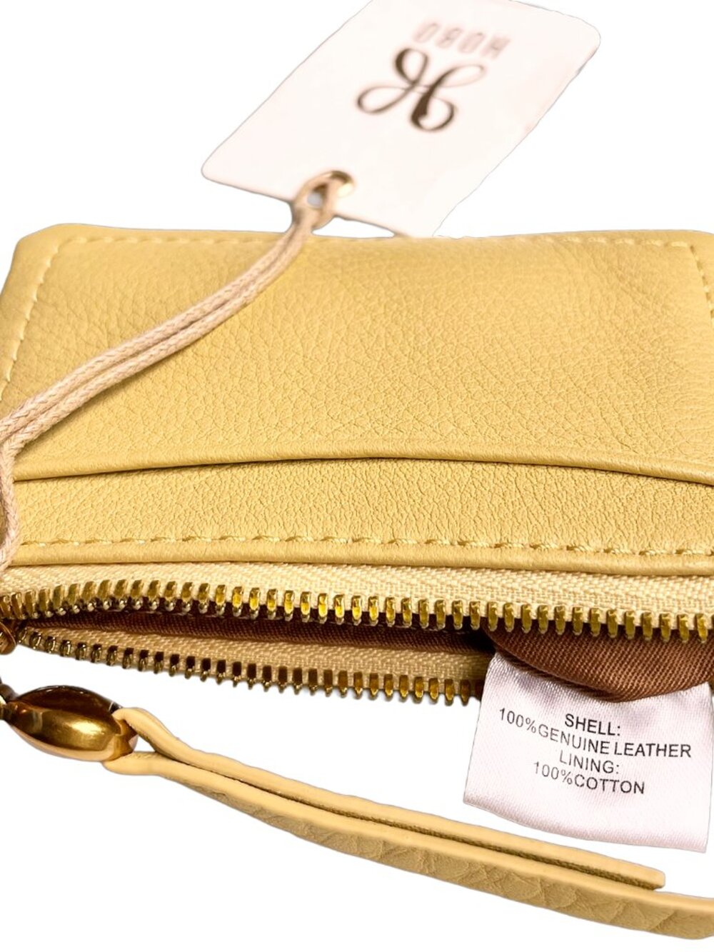 HOBO Lumen Leather Zip Card Case Wallet Flax Yellow NWT - Picture 5 of 10